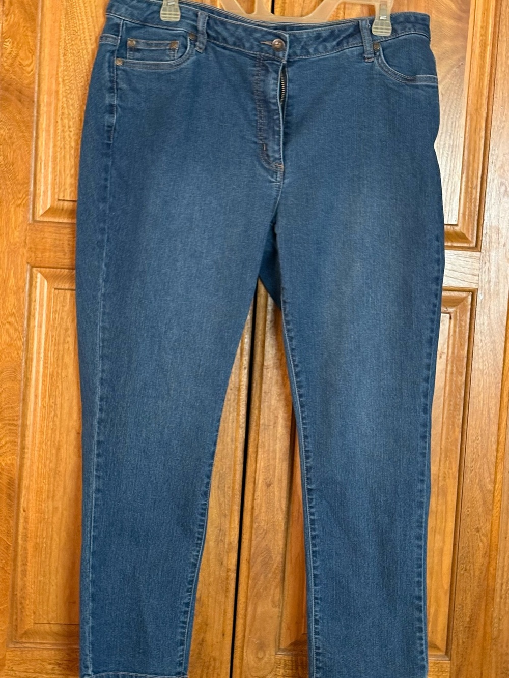 Woman Within Dark Wash Straight Leg Stretch Jeans 16WP
